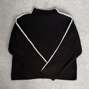 Ann Taylor Black Sweater with White Accents